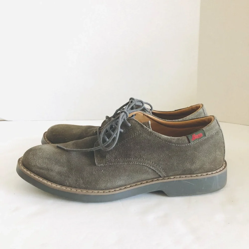 G.H. Bass & Co. Pasadena Grey Suede Derby Shoes Leather Upper Mens Size 7.5M